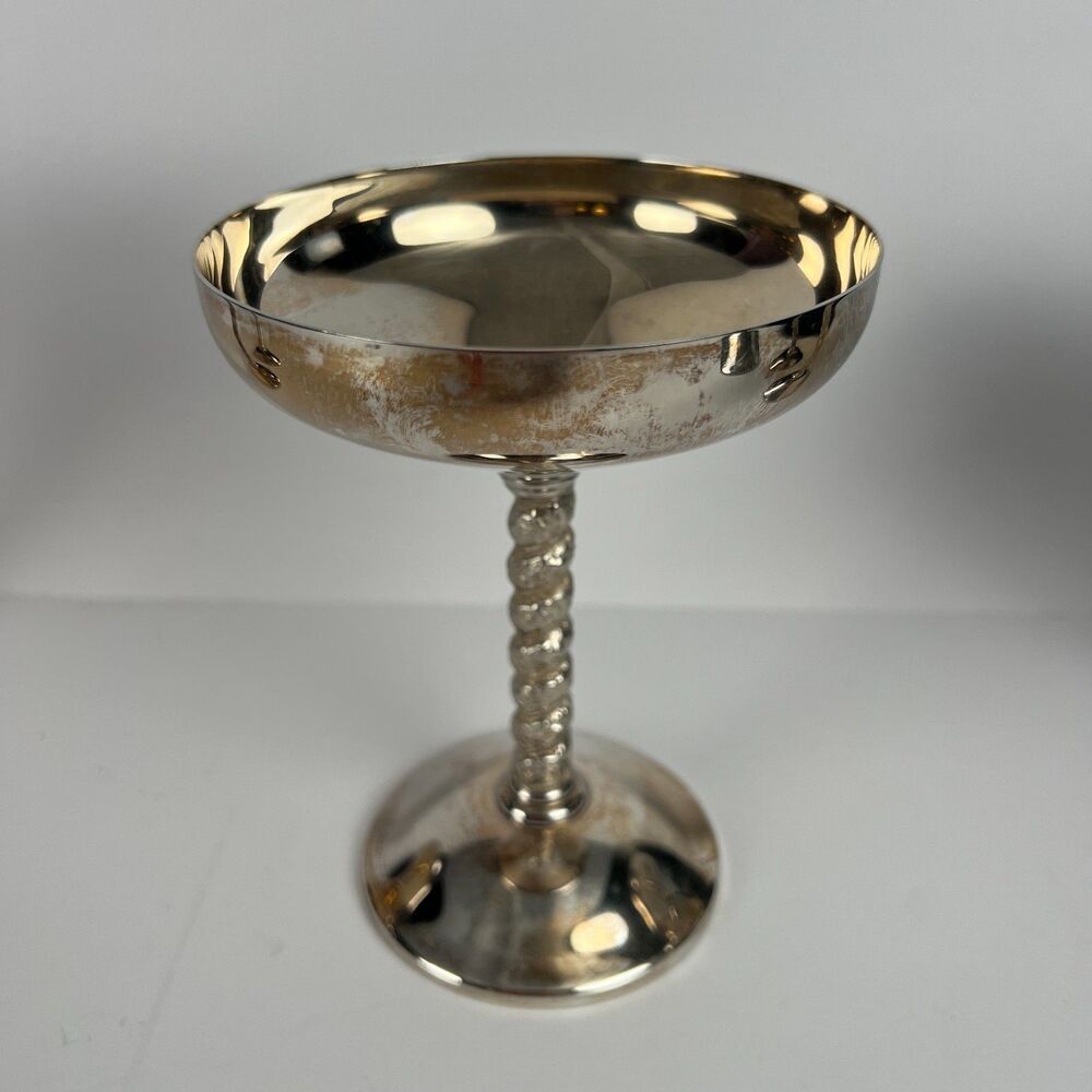 Vtg Roma SL Madrid Spain EP SS Silver Plate Champagne Coupe Set 6 Grape Stem - Picture 9 of 15